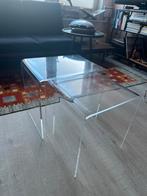 Plexiglas nesting tafels transparante tafeltjes set van twee, Ophalen of Verzenden, Rond, 50 tot 100 cm