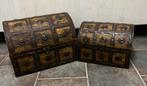 Set van 2 Vintage Houten Schatkisten, Huis en Inrichting, Woonaccessoires | Kisten, Ophalen of Verzenden, Zo goed als nieuw, Minder dan 50 cm