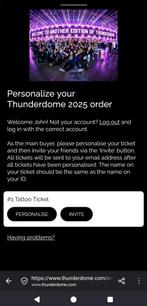 Thunderdome 2025 Tattoo ticket. €90, Eén persoon