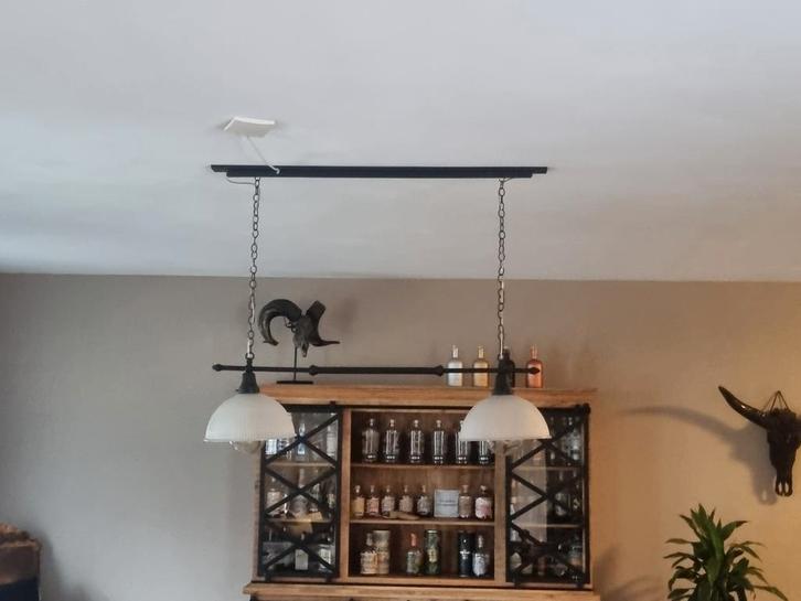 Rookglas Lampen Sets - Verstelbaar!, Huis en Inrichting, Lampen | Hanglampen, Gebruikt, 75 cm of meer, Glas, Metaal, Ophalen of Verzenden