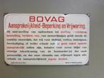 Bovag Emaille bord Aansprakelijkheid-Beperking en Vrijwaring, Ophalen of Verzenden, Gebruikt, Reclamebord