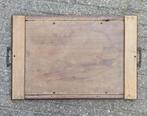 Antiek houten dienblad met houtsnijwerk en glasplaat 50 x 34, Ophalen of Verzenden, Gebruikt, Rechthoekig, Hout