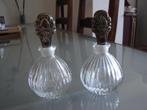 Parfumflessen met silver-plated sierdop, Antiek en Kunst, Curiosa en Brocante, Ophalen of Verzenden