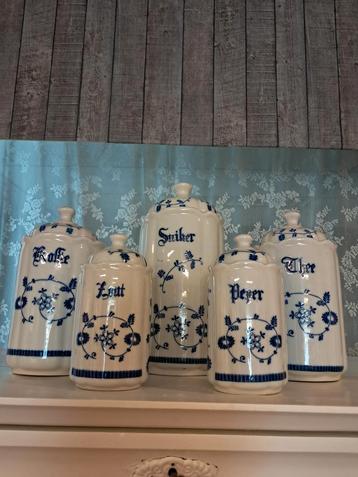 Vintage Voorraadpotten Set - Koffie, Zout, Suiker, Peper, Th beschikbaar voor biedingen