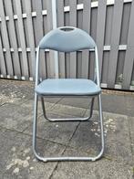 6 Grijze Leenbakker klapstoelen, Ophalen, Gebruikt, Grijs, Vijf, Zes of meer stoelen