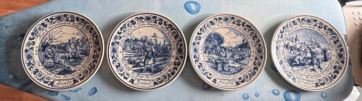 Delfts Blauw Seizoenen Borden - Complete Set, Antiek en Kunst, Antiek | Wandborden en Tegels, Ophalen