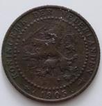 1 Cent 1905.   Wilhelmina.     Prijs:  € 0,60.      nr: 726., Postzegels en Munten, Munten | Nederland, Koningin Wilhelmina, 1 cent