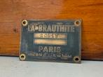 Oud Industrieel machine type plaatje la brauthite parijs #3, Ophalen of Verzenden