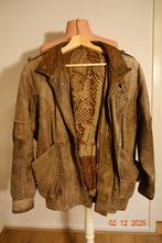 Retro 80s Vintage Distressed Suede Leather Jacket, mt. S, Bruin, Ophalen of Verzenden, Onbekend, Maat 36 (S)
