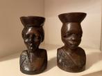 Vintage Afrikaanse Ebbenhouten Buste Set, Antiek en Kunst, Ophalen of Verzenden