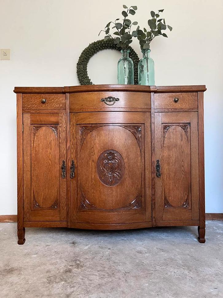 Antiek vintage kastje dressoir brocante commode art nouveau, Huis en Inrichting, Kasten | Dressoirs, Gebruikt, 100 tot 150 cm
