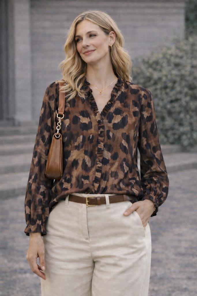 Top Pescara (M), Kleding | Dames, Blouses en Tunieken, Zo goed als nieuw, Maat 38/40 (M), Bruin, Ophalen of Verzenden