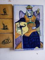 oude tegels 4 stuks en kunst uit Portugal, Antiek en Kunst, Antiek | Wandborden en Tegels, Ophalen
