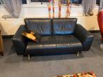 Twee persoons leren bank zwart €10 per stuk, Ophalen, Gebruikt, 150 tot 200 cm, Tweepersoons