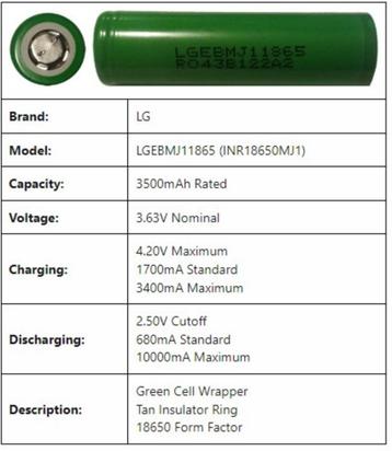 LG 18650 MJ1 beschikbaar voor biedingen