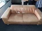 cognac leren 2 en 3 zits, Huis en Inrichting, Banken | Bankstellen, Ophalen, Gebruikt, 75 tot 100 cm