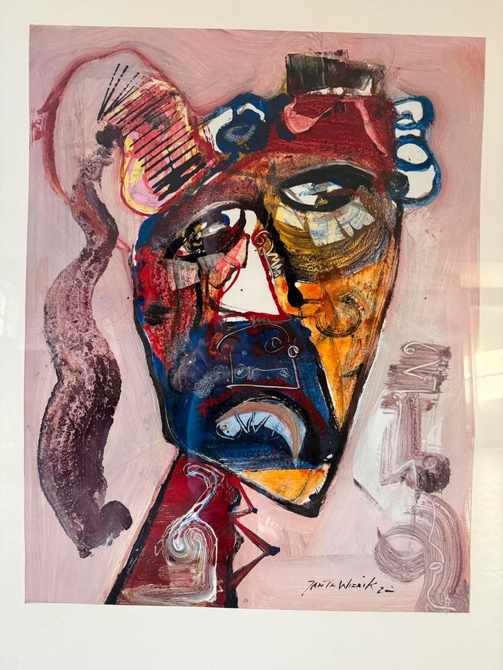 Schilderij Jan te Wierik - Abstract Portret, Antiek en Kunst, Kunst | Schilderijen | Abstract, Ophalen