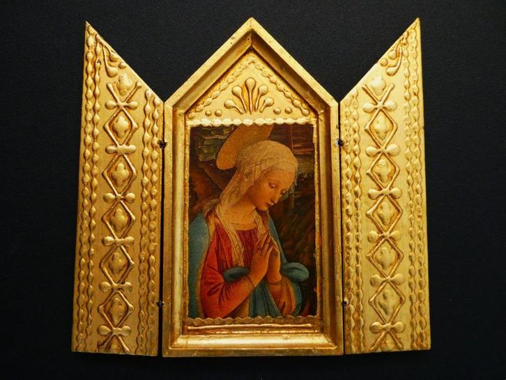 Drieluik Triptiek Icoon Madonna Filippo Lippi goudverguld, Antiek en Kunst, Antiek | Religie, Ophalen of Verzenden