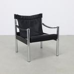 Lounge Chair in Leather and Chrome by Johanson Sweden, 70s, Huis en Inrichting, Fauteuils, Gebruikt, Ophalen