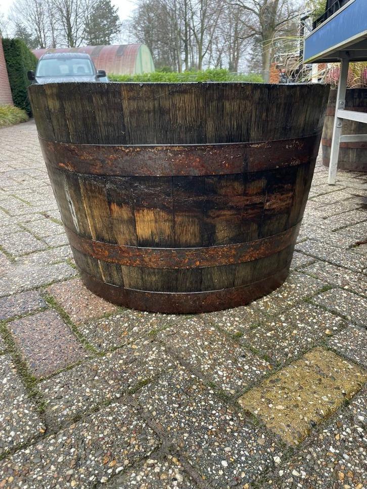 Plantenbak (wiskey vaten), Tuin en Terras, Bloembakken en Plantenbakken, Nieuw, Hout, Balkon, Tuin, 30 tot 60 cm, Rond, Ophalen