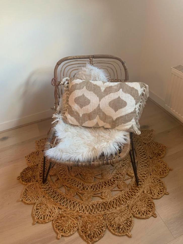 Rotan stoel Ibiza stijl - laag model, Huis en Inrichting, Fauteuils, Zo goed als nieuw, Metaal, 50 tot 75 cm, Minder dan 75 cm