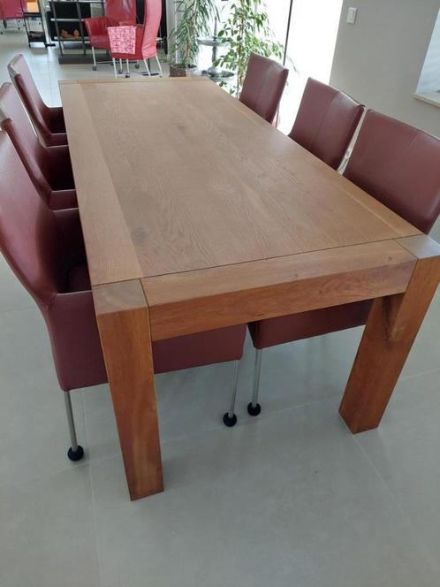 Massief eiken eettafel VT-Wonen collectie 220x90., Huis en Inrichting, Tafels | Eettafels, Zo goed als nieuw, 50 tot 100 cm, 200 cm of meer