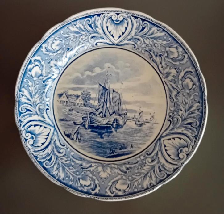 Delfts Blauw Wandbord met Schepen, Antiek en Kunst, Antiek | Wandborden en Tegels, Ophalen