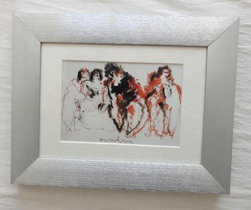 Anton Heyboer - Vier Vrouwen - Grafiekje in Lijst, Antiek en Kunst, Kunst | Schilderijen | Modern, Ophalen of Verzenden