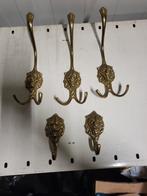 Vintage Messing Kapstokhaken met Leeuwenkoppen, Gebruikt, Wandhaken, Ophalen of Verzenden, Minder dan 100 cm