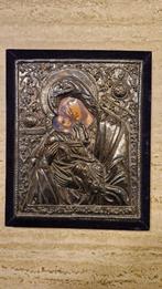 Orthodox Zilver Icoon "Maria met kind" op hout met fluweel, Antiek en Kunst, Ophalen of Verzenden