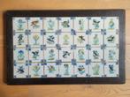 Solide Tafelblad met 28 antieke tegeltjes /vogels/ bloemen, Ophalen