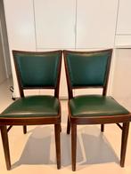 2 Vintage Green & Wooden Dining Chairs, Ophalen, Twee, Bruin, Zo goed als nieuw