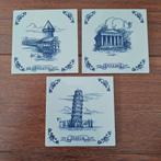 3 Delfts blauwe tegeltjes 11 x 11 cm landen, Ophalen of Verzenden