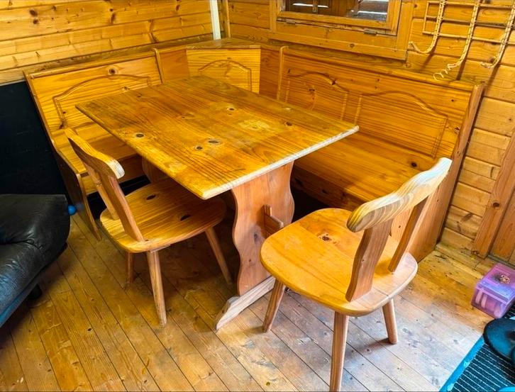 Oostenrijkse Duitse eethoek hoekbank zithoek massiefhout, Huis en Inrichting, Banken | Complete zithoeken, Gebruikt, Hout, Ophalen