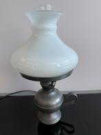Vintage Tinnen Lamp met Glazen Kap, Ophalen