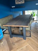 Eethoek compleet massief eikenhout, Ophalen, Gebruikt, Eikenhout, 200 cm of meer