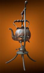 Antieke koperen theeketel op standaard, Ophalen of Verzenden