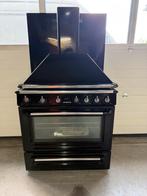 Zwarte SMEG Fornuis met Afzuigkap - Vrijstaand, 60 cm of meer, Grill, Ophalen of Verzenden, Zo goed als nieuw
