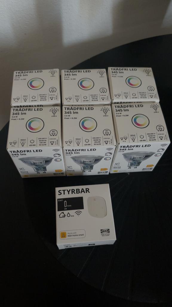 6x Ikea Tradfri GU10 Spots - gekleurd - dimbaar, Huis en Inrichting, Lampen | Hanglampen, Nieuw, Minder dan 50 cm, Kunststof, Ophalen of Verzenden
