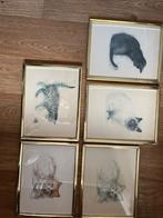 Artistieke set kattenschilderijen, Ophalen of Verzenden