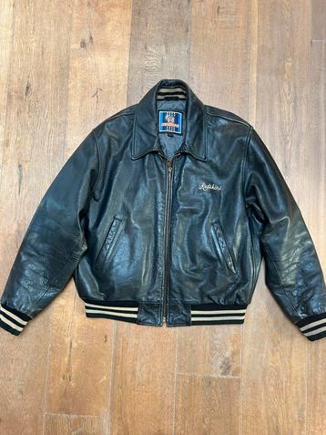 Vintage Redskins Unisex Leren Teddy Bomberjack Zwart L beschikbaar voor biedingen