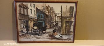 Schilderij van "Montmartre" in houten lijst  beschikbaar voor biedingen