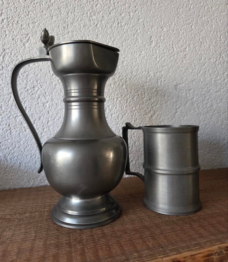 Tinnen kan Hollands met keurmerk C.K. - 23 cm hoog, Antiek en Kunst, Antiek | Tin, Ophalen