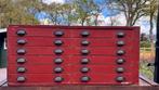 Ladekastje, 12 lades, roestbruin/rood, originele kommen, Ophalen