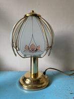 Vintage Tafellamp met Glazen Kap, Ophalen of Verzenden, Gebruikt, Glas, 50 tot 75 cm