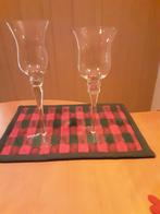 2 HOGE GLAZEN KANDELAARS, Ophalen of Verzenden, Zo goed als nieuw, Overige materialen, Minder dan 25 cm