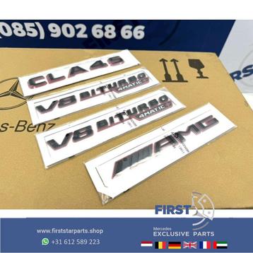 W118 C118 CLA KLASSE CLA45 AMG LOGO SET ZWART ROOD 2023-2026 beschikbaar voor biedingen