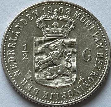 Halve gulden 1909 topkwaliteit beschikbaar voor biedingen