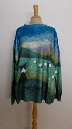 Grappige trui met bordercollie schapen landschap print! XXL, Verzenden, Nieuw, Maat 46/48 (XL) of groter, Groen