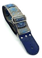 GBStof016 Gitaarband blauw barok bohemian leer 167cm 196cm, Muziek en Instrumenten, Instrumenten | Toebehoren, Verzenden, Nieuw